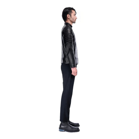 LEATHER QUILTED RACER JACEKT