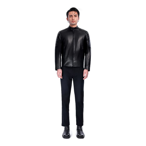 LEATHER QUILTED RACER JACEKT